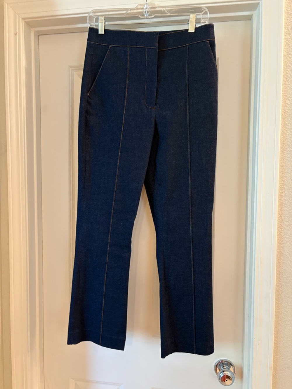 NWT Veronica Beard Tani High Rise Kick-flare Cropped Pants in Dark Oxford, S 8